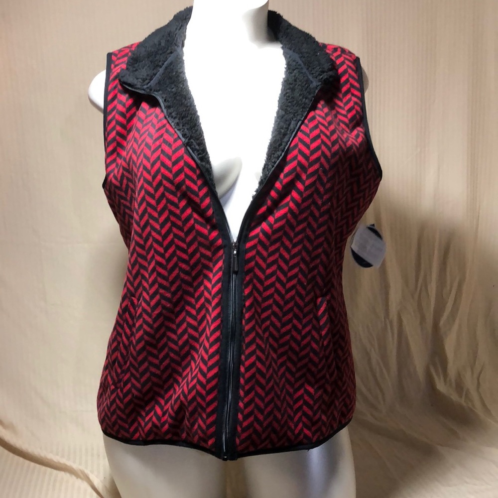 Red and black patterned vest